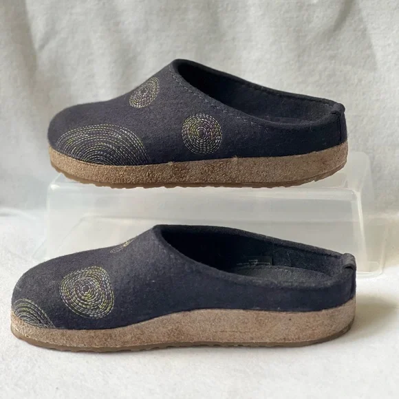 Haflinger Women’s Spirit Blue Wool Slippers - EU37 - US6 - Picture 3 of 9